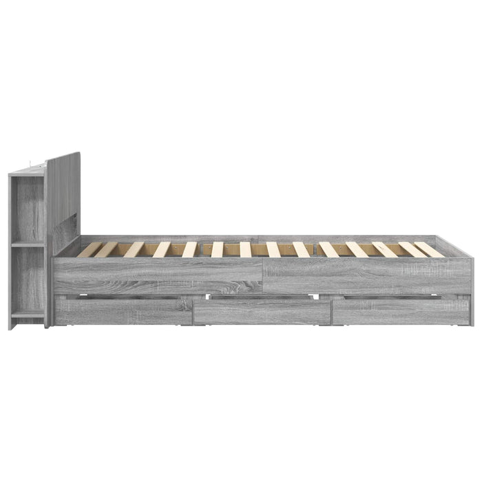 Cadru de pat cu depozitare cu headboard Sonoma gri 80 x 200 cm - WALTI WALTI