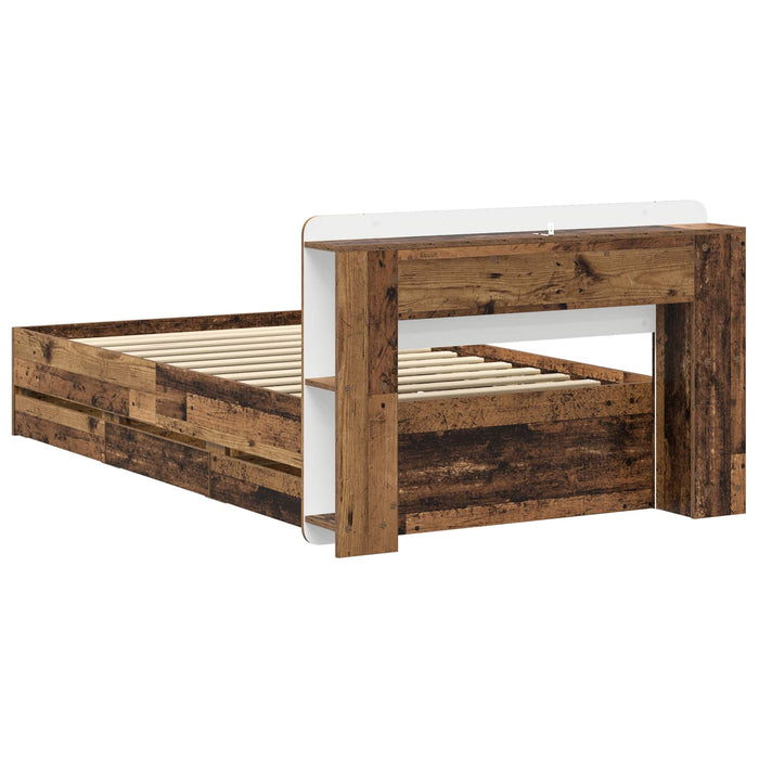 Cadru de pat cu depozitare cu headboard Lemn vechi 80 x 200 cm - WALTI WALTI