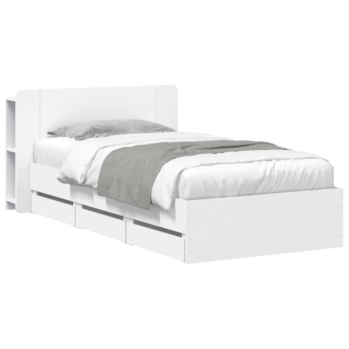 Cadru de pat cu depozitare Alb 80 x 200 cm Lemn prelucrat - WALTI WALTI