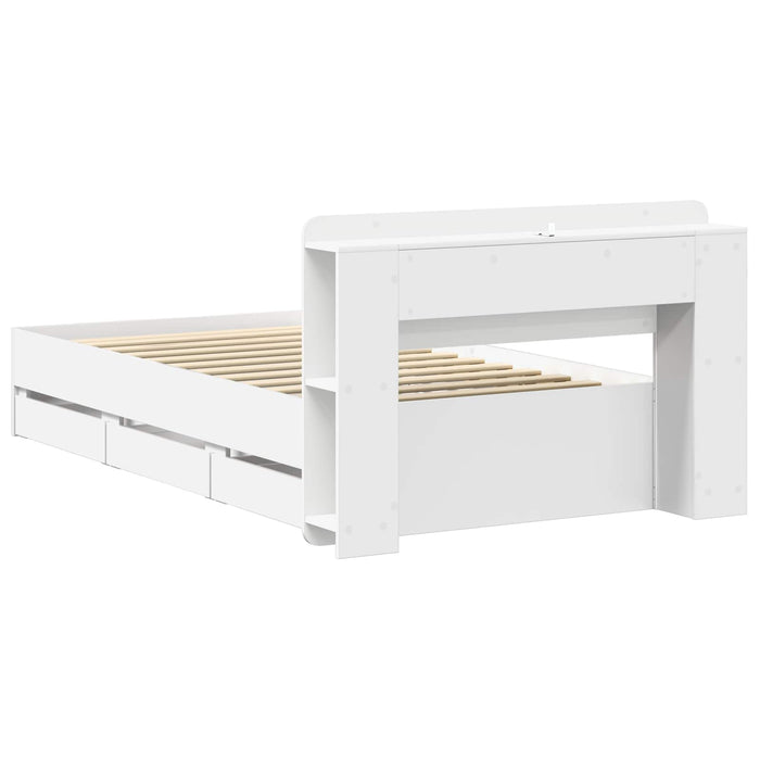 Cadru de pat cu depozitare Alb 80 x 200 cm Lemn prelucrat - WALTI WALTI