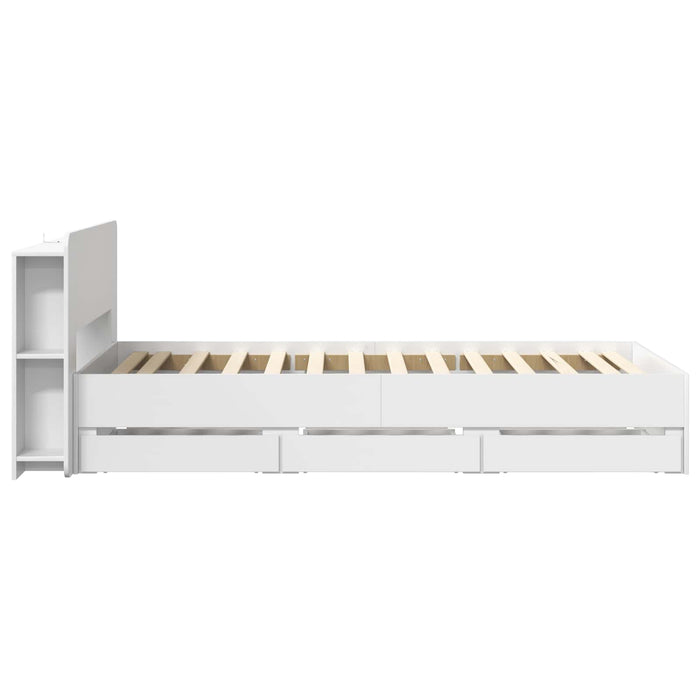 Cadru de pat cu depozitare Alb 80 x 200 cm Lemn prelucrat - WALTI WALTI