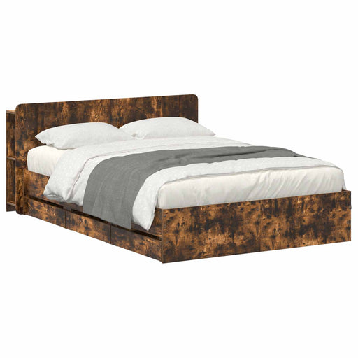 Cadru de pat cu depozitare Stejar fumuriu 135 x 190 cm - WALTI WALTI