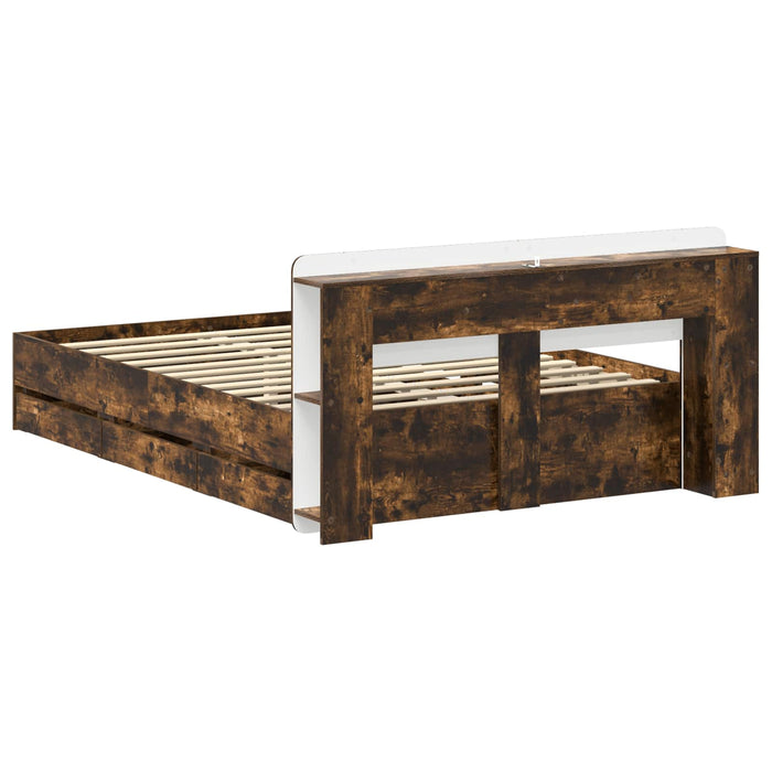 Cadru de pat cu depozitare Stejar fumuriu 135 x 190 cm - WALTI WALTI