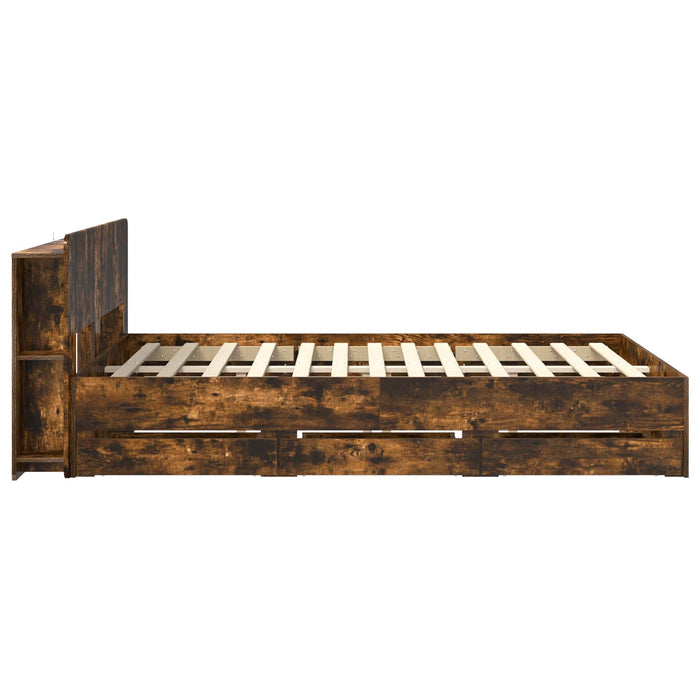 Cadru de pat cu depozitare Stejar fumuriu 135 x 190 cm - WALTI WALTI