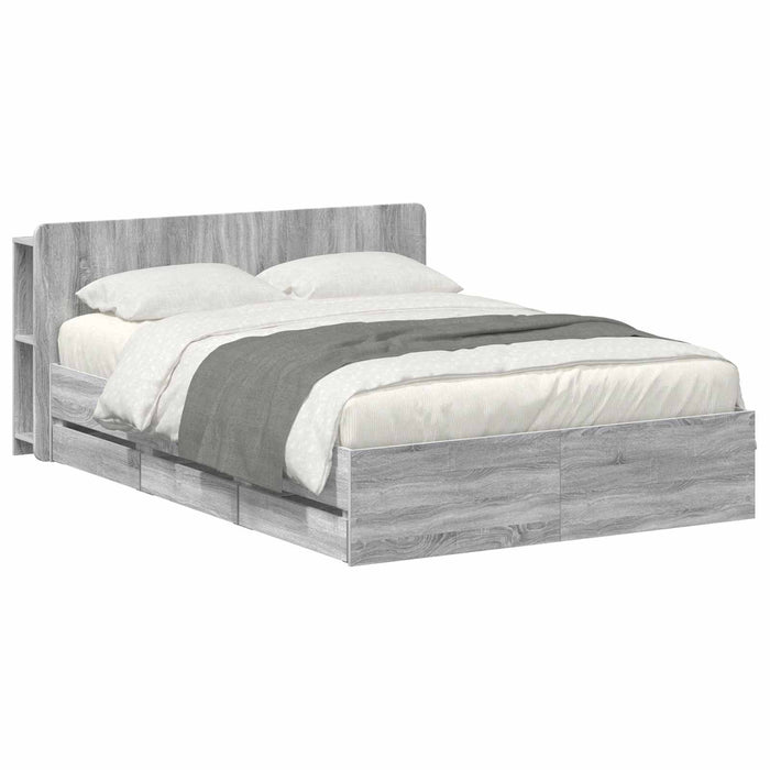 Cadru de pat cu depozitare cu headboard Sonoma gri 140 x 200 cm - WALTI WALTI