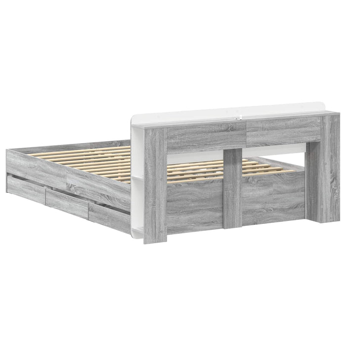 Cadru de pat cu depozitare cu headboard Sonoma gri 140 x 200 cm - WALTI WALTI