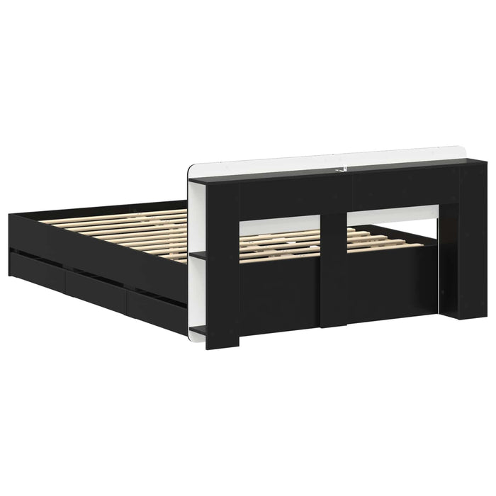 Cadru de pat cu depozitare Negru 150 x 200 cm Lemn prelucrat WALTI