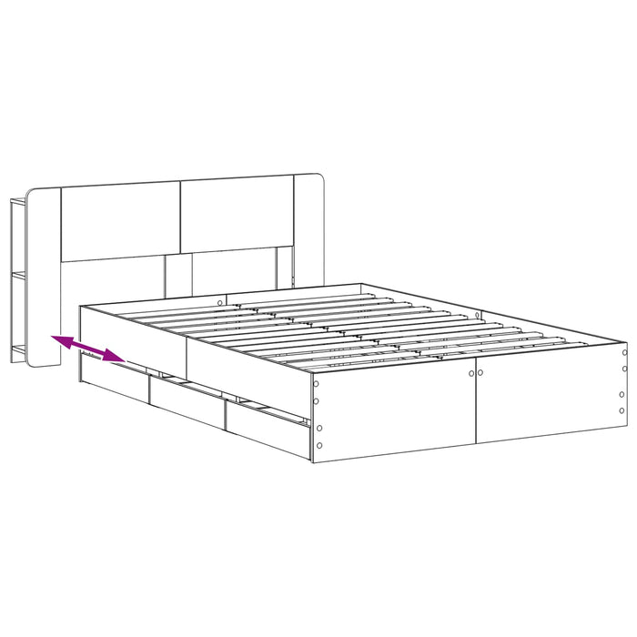 Cadru de pat cu depozitare Negru 150 x 200 cm Lemn prelucrat WALTI