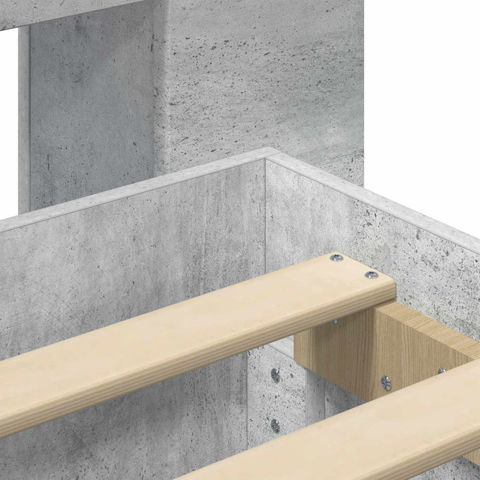 Cadru de pat cu depozitare cu headboard Gri Beton 150 x 200 cm WALTI