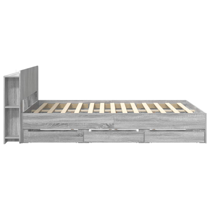 Cadru de pat cu depozitare cu headboard Sonoma gri 150 x 200 cm - WALTI WALTI