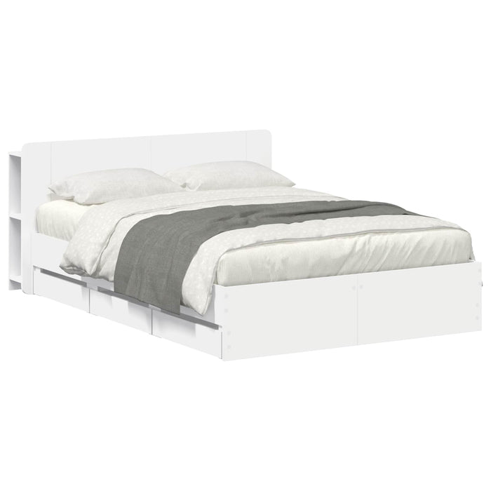 Cadru de pat cu depozitare Alb 150 x 200 cm Lemn prelucrat - WALTI WALTI
