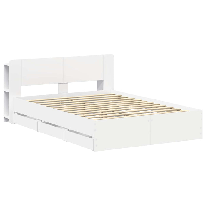 Cadru de pat cu depozitare Alb 150 x 200 cm Lemn prelucrat - WALTI WALTI