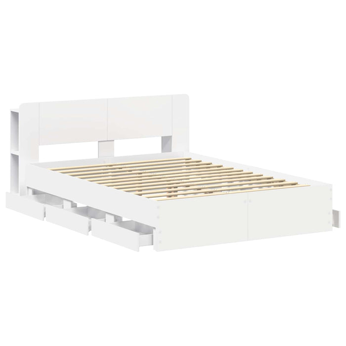 Cadru de pat cu depozitare Alb 150 x 200 cm Lemn prelucrat - WALTI WALTI