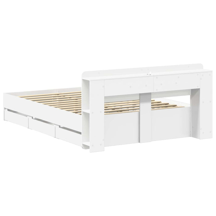 Cadru de pat cu depozitare Alb 150 x 200 cm Lemn prelucrat - WALTI WALTI