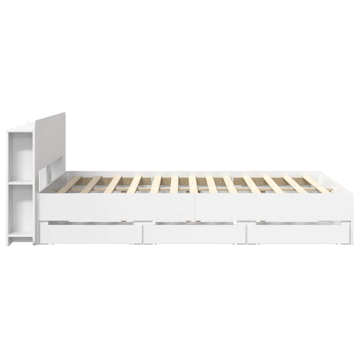Cadru de pat cu depozitare Alb 150 x 200 cm Lemn prelucrat - WALTI WALTI