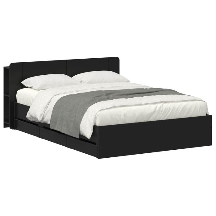 Cadru de pat cu depozitare Negru 160 x 200 cm Lemn prelucrat WALTI