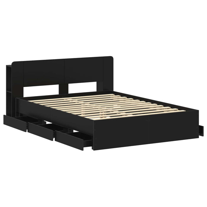 Cadru de pat cu depozitare Negru 160 x 200 cm Lemn prelucrat WALTI