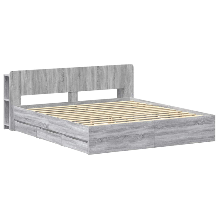 Cadru de pat cu depozitare cu headboard Sonoma gri 180 x 200 cm - WALTI WALTI