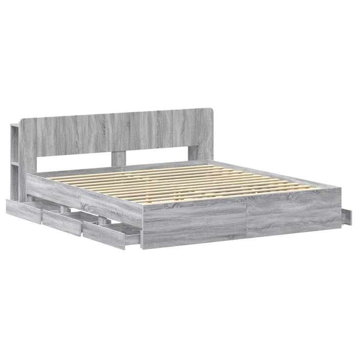 Cadru de pat cu depozitare cu headboard Sonoma gri 200 x 200 cm - WALTI WALTI