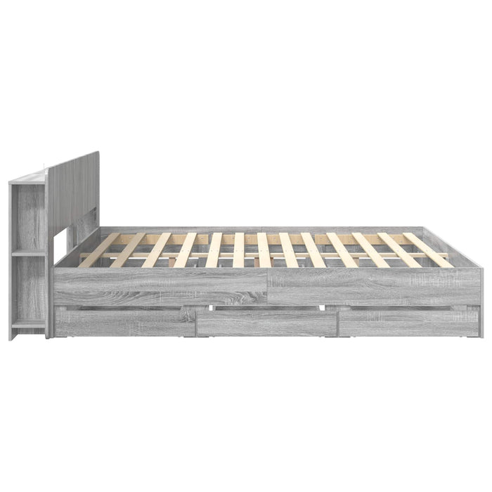 Cadru de pat cu depozitare cu headboard Sonoma gri 200 x 200 cm - WALTI WALTI