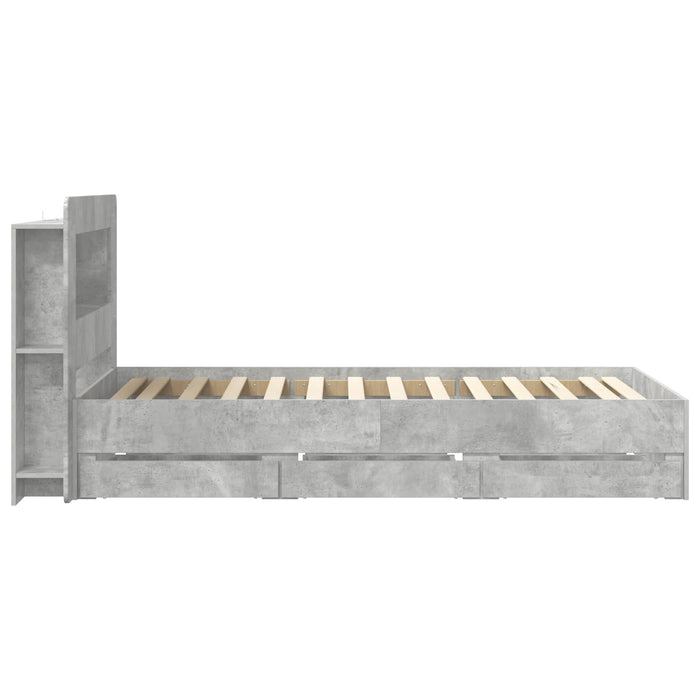 Cadru de pat cu depozitare Gri Beton 75 x 190 cm Lemn prelucrat WALTI