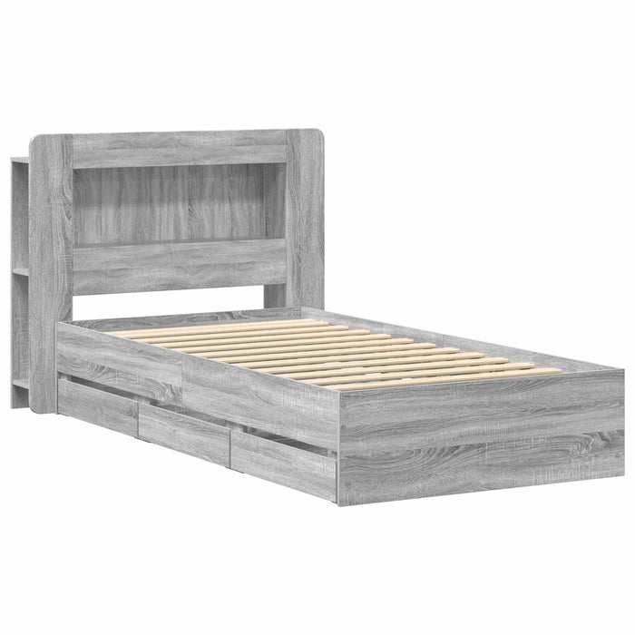 Cadru de pat cu depozitare cu headboard Sonoma gri 75 x 190 cm WALTI