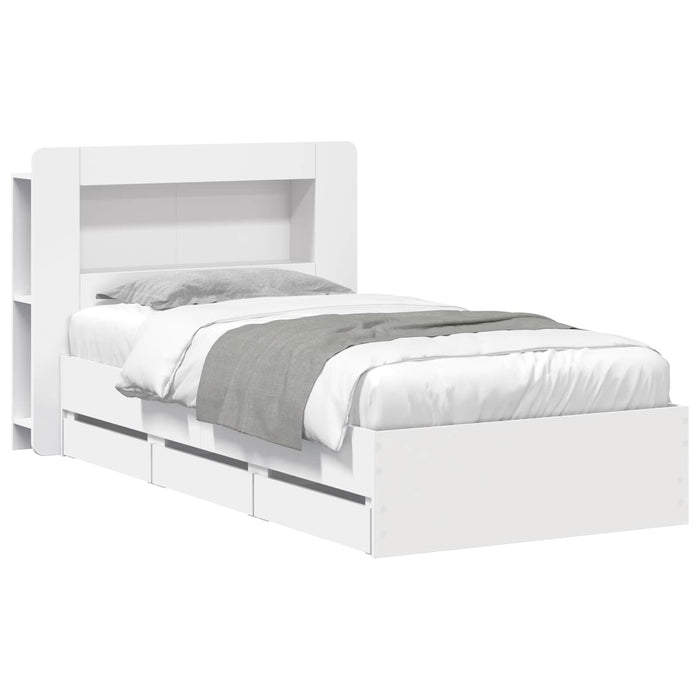 Cadru de pat cu depozitare Alb 75 x 190 cm Lemn prelucrat - WALTI WALTI