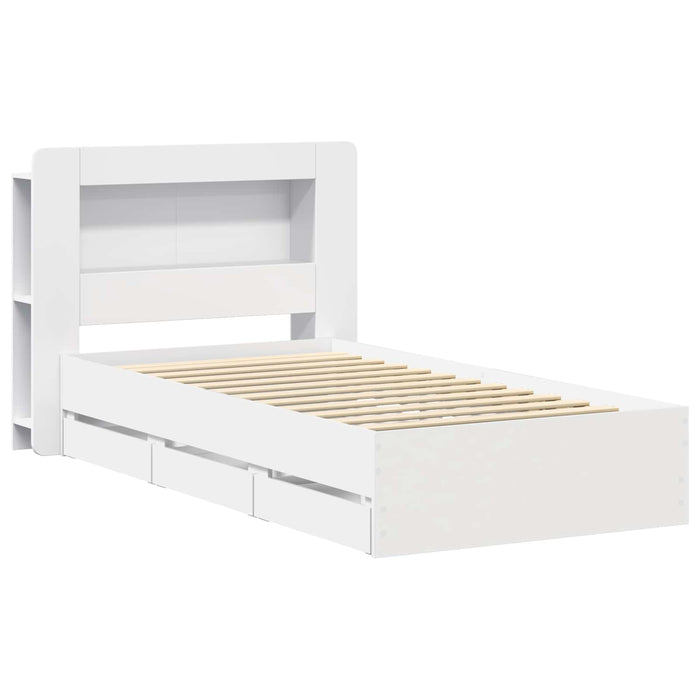Cadru de pat cu depozitare Alb 75 x 190 cm Lemn prelucrat - WALTI WALTI