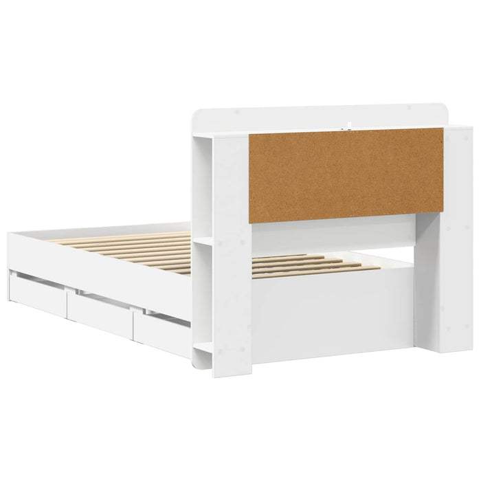 Cadru de pat cu depozitare Alb 75 x 190 cm Lemn prelucrat - WALTI WALTI