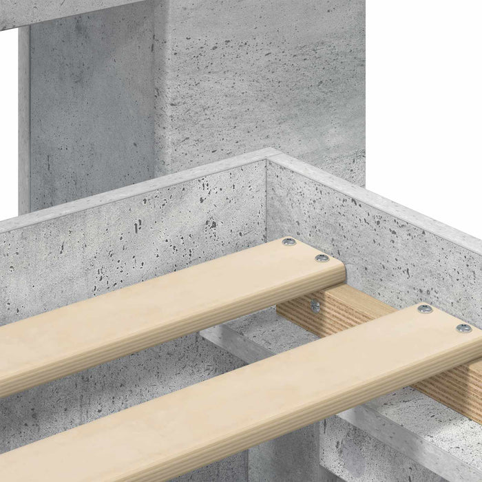 Cadru de pat cu depozitare Gri Beton 80 x 200 cm Lemn prelucrat - WALTI WALTI
