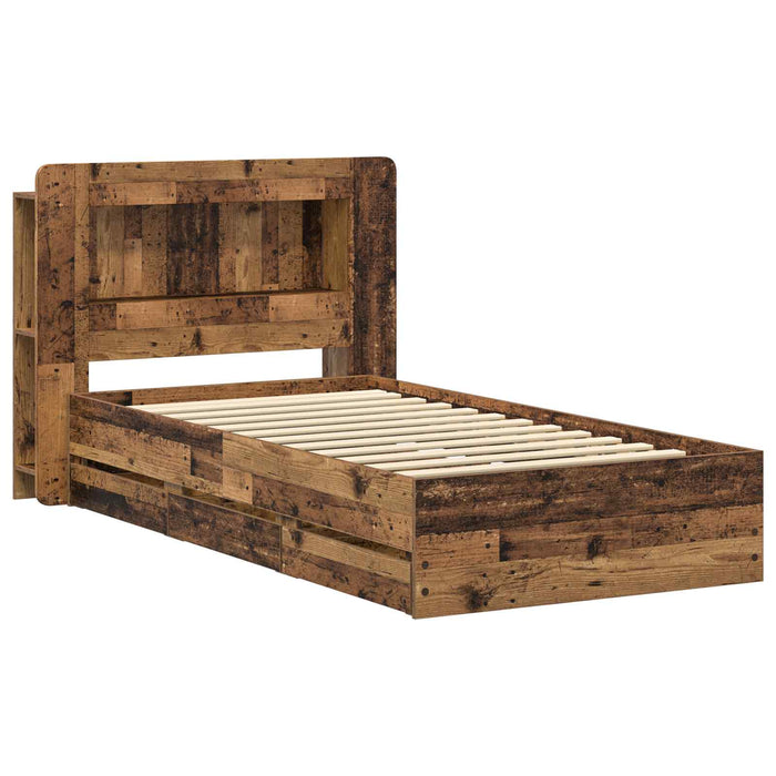 Cadru de pat cu depozitare cu headboard Lemn vechi 80 x 200 cm - WALTI WALTI
