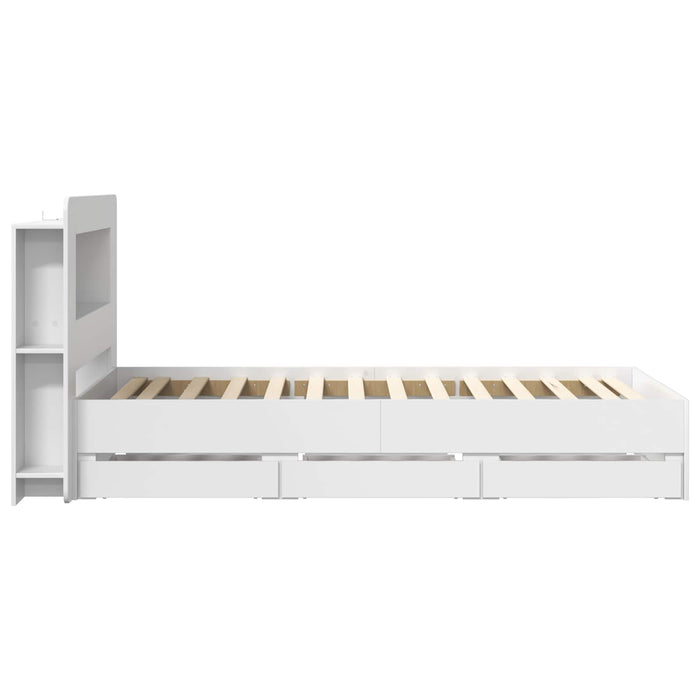 Cadru de pat cu depozitare Alb 80 x 200 cm Lemn prelucrat - WALTI WALTI