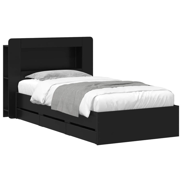 Cadru de pat cu depozitare Negru 90 x 190 cm Lemn prelucrat WALTI