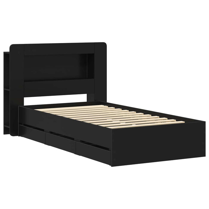 Cadru de pat cu depozitare Negru 90 x 190 cm Lemn prelucrat WALTI