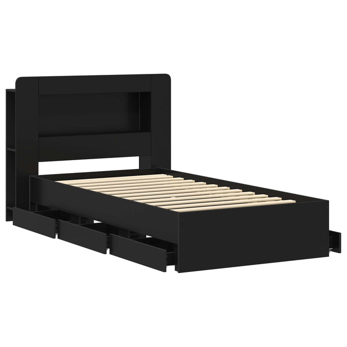 Cadru de pat cu depozitare Negru 90 x 190 cm Lemn prelucrat WALTI