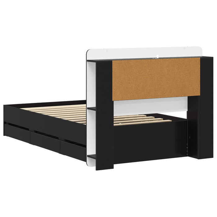 Cadru de pat cu depozitare Negru 90 x 190 cm Lemn prelucrat WALTI