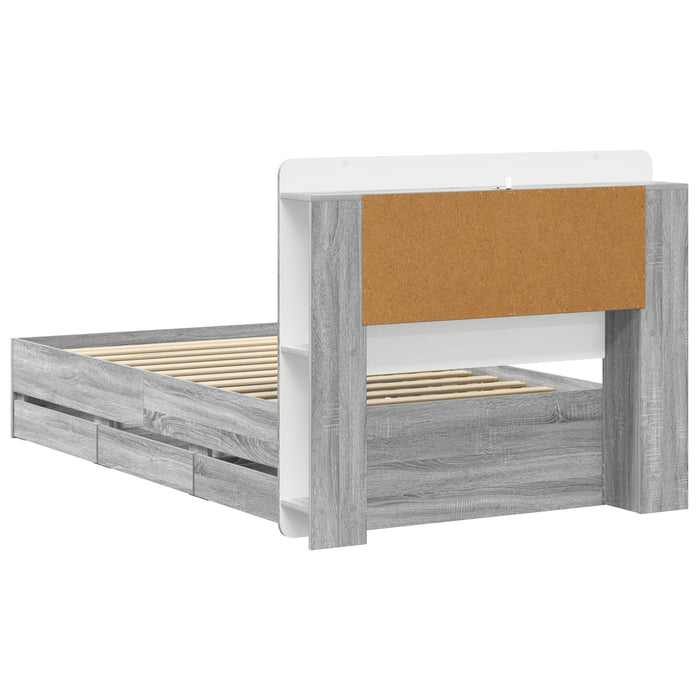 Cadru de pat cu depozitare cu headboard Sonoma gri 100 x 200 cm WALTI