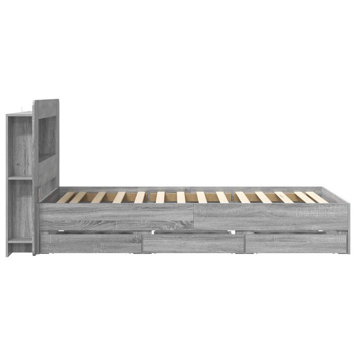 Cadru de pat cu depozitare cu headboard Sonoma gri 100 x 200 cm WALTI