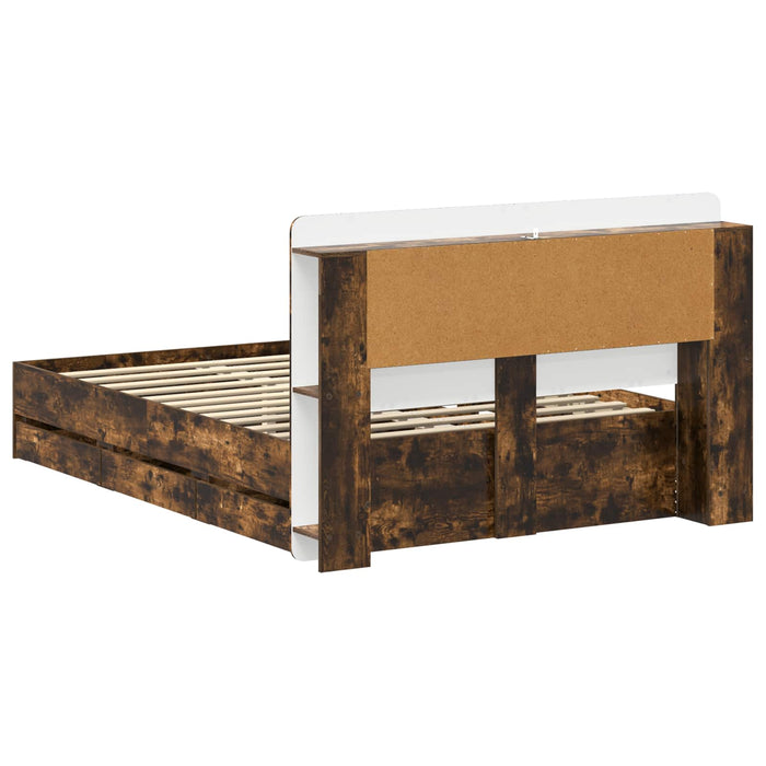 Cadru de pat cu depozitare Stejar fumuriu 135 x 190 cm WALTI