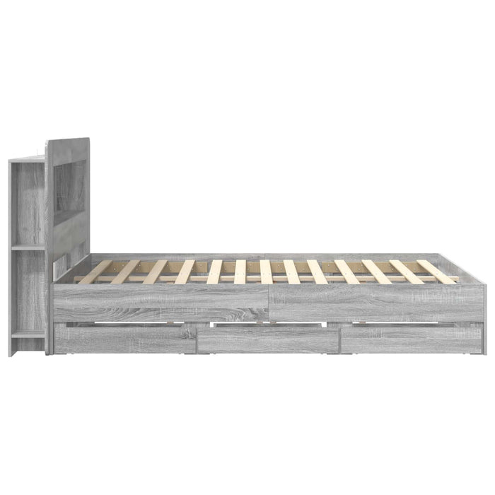 Cadru de pat cu depozitare cu headboard Sonoma gri 140 x 200 cm - WALTI WALTI