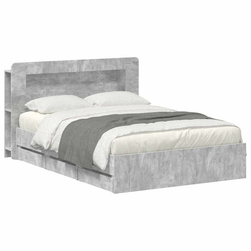 Cadru de pat cu depozitare cu headboard Gri Beton 150 x 200 cm - WALTI WALTI