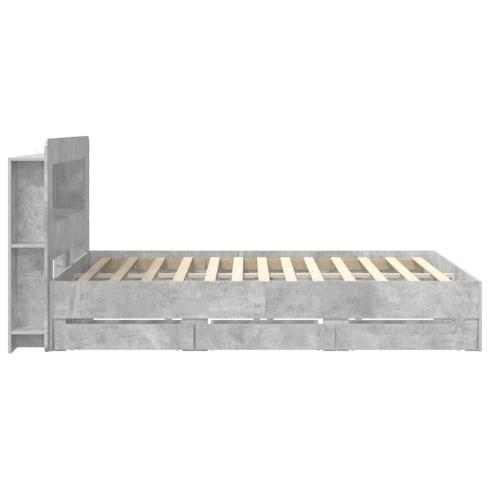Cadru de pat cu depozitare cu headboard Gri Beton 150 x 200 cm - WALTI WALTI