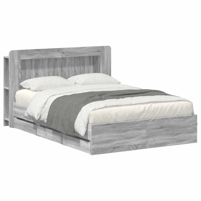 Cadru de pat cu depozitare cu headboard Sonoma gri 150 x 200 cm WALTI