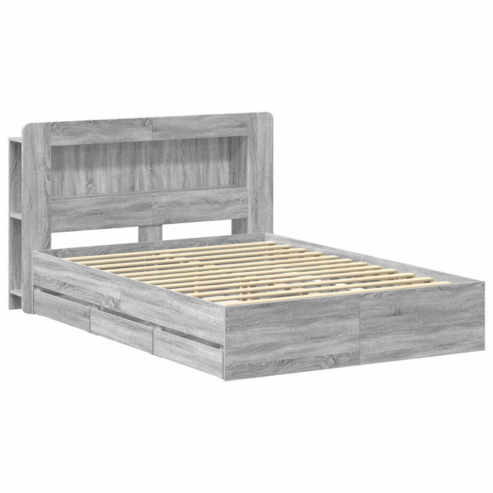 Cadru de pat cu depozitare cu headboard Sonoma gri 150 x 200 cm WALTI