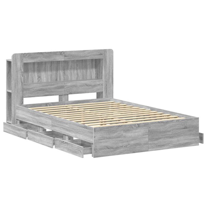 Cadru de pat cu depozitare cu headboard Sonoma gri 150 x 200 cm WALTI
