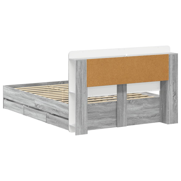 Cadru de pat cu depozitare cu headboard Sonoma gri 150 x 200 cm WALTI