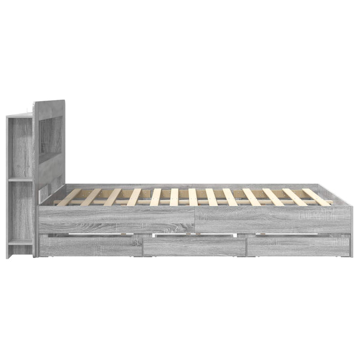 Cadru de pat cu depozitare cu headboard Sonoma gri 150 x 200 cm WALTI