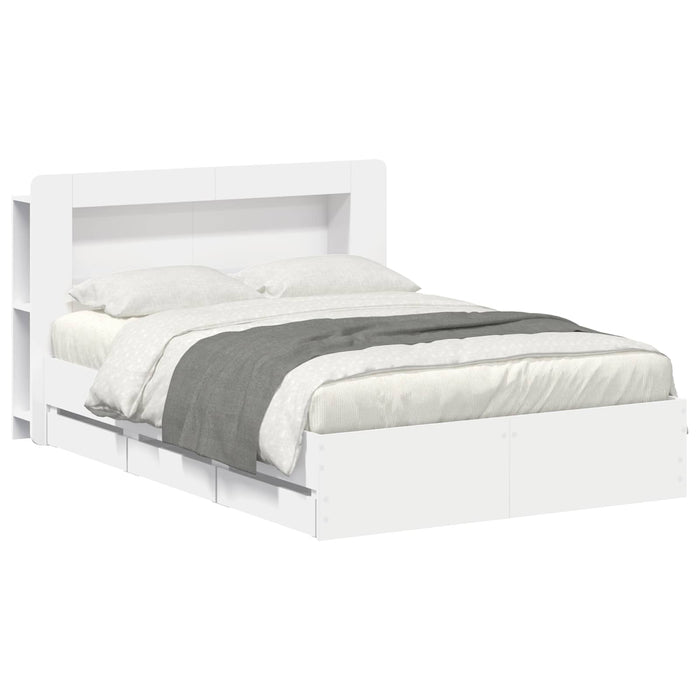 Cadru de pat cu depozitare Alb 150 x 200 cm Lemn prelucrat - WALTI WALTI