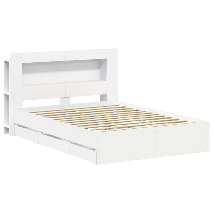 Cadru de pat cu depozitare Alb 150 x 200 cm Lemn prelucrat - WALTI WALTI
