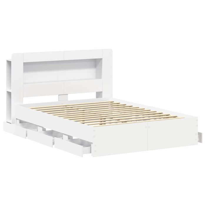 Cadru de pat cu depozitare Alb 150 x 200 cm Lemn prelucrat - WALTI WALTI
